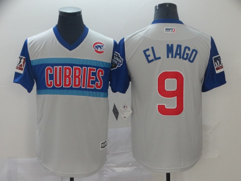 Men Chicago Cubs #9 El Mago white blue throwback MLB Jerseys->chicago cubs->MLB Jersey